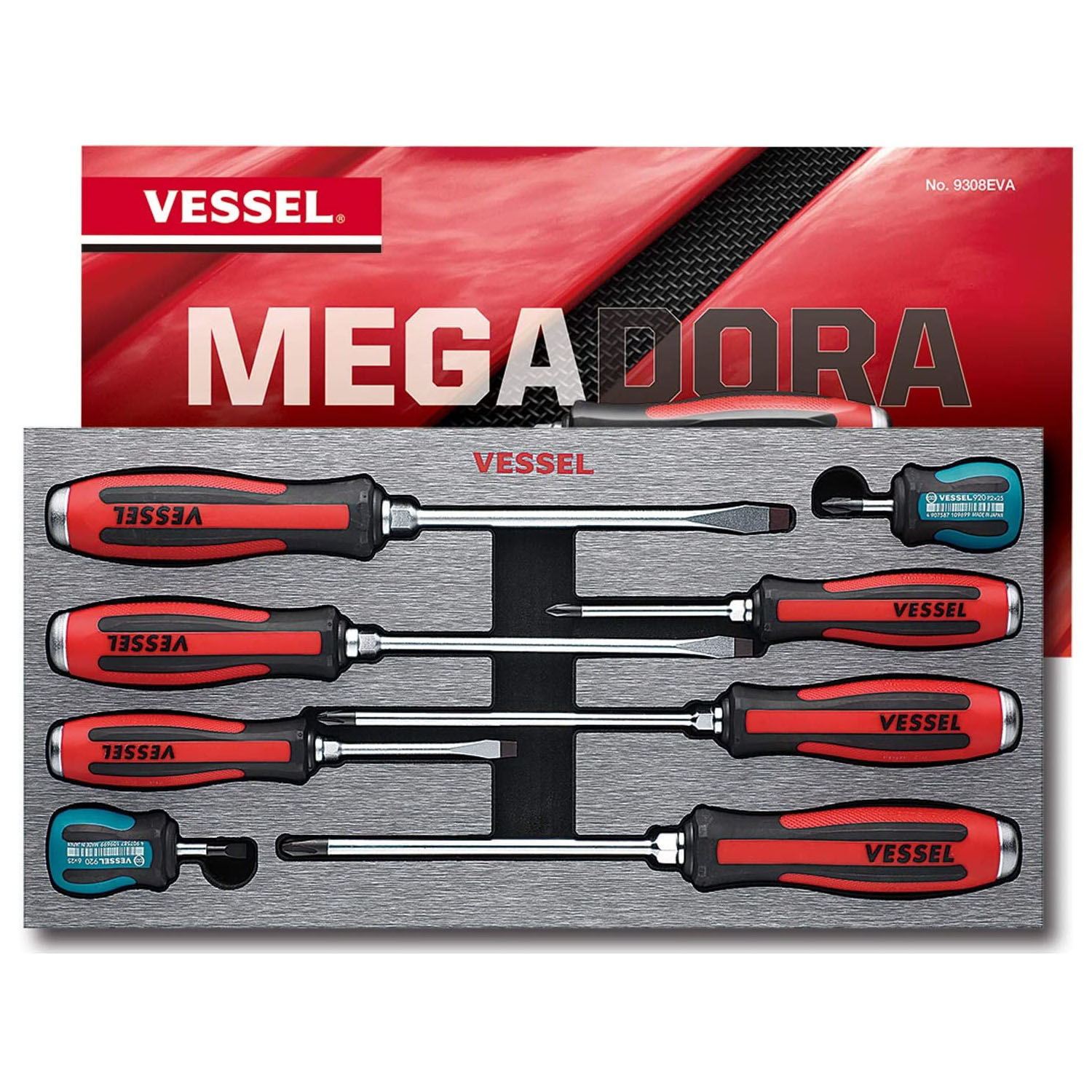 MEGADORA JAWSFIT Tang-Thru Screwdriver 8PC. Set